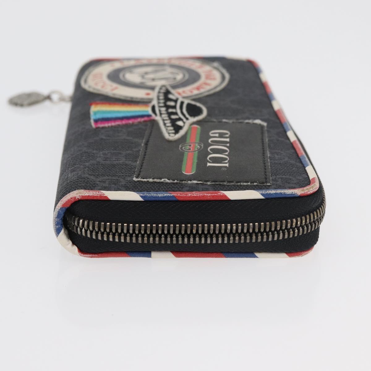 GUCCI GG Supreme Long Wallet PVC 2 Set Beige Navy Auth bs35114