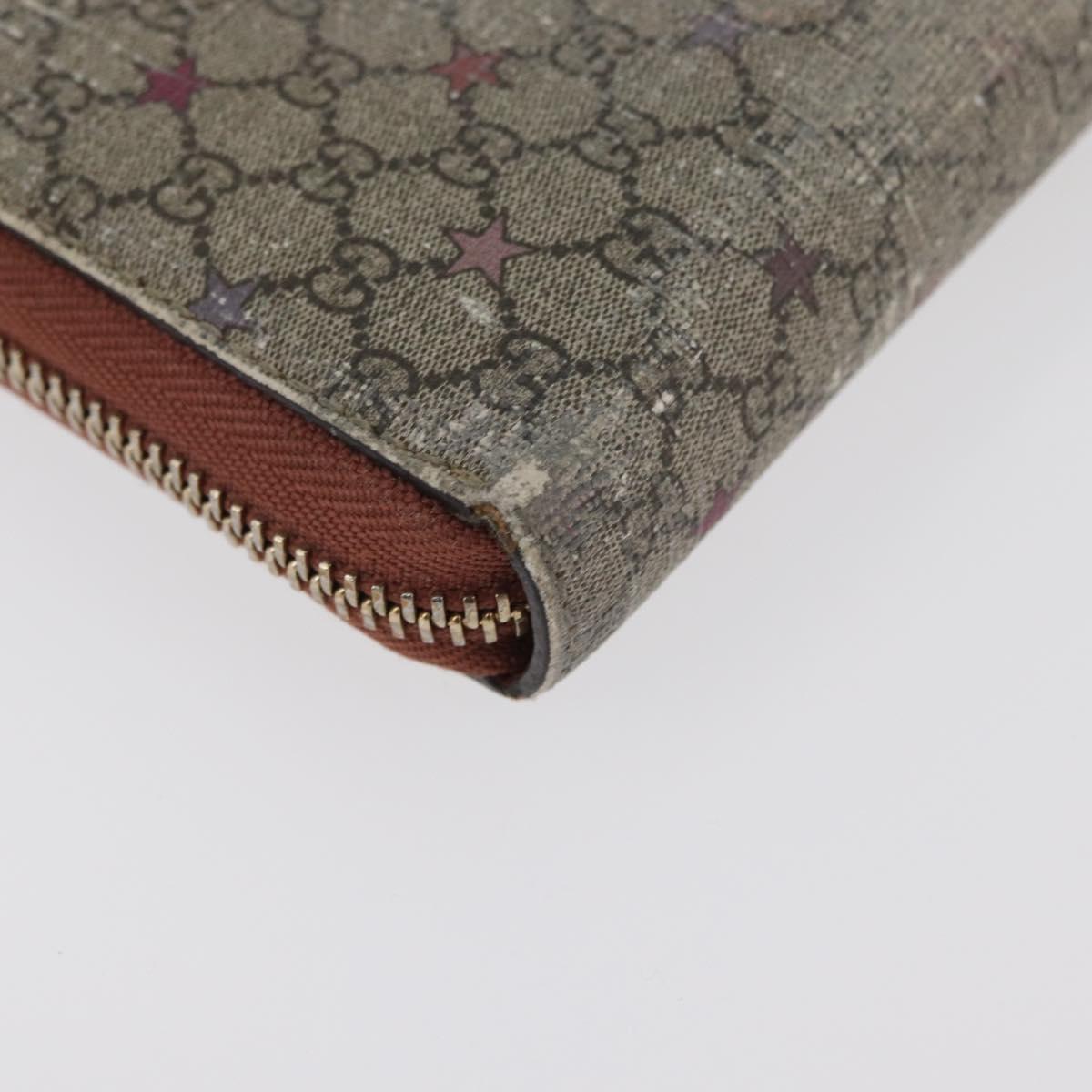 GUCCI GG Supreme Long Wallet PVC 2 Set Beige Navy Auth bs35114