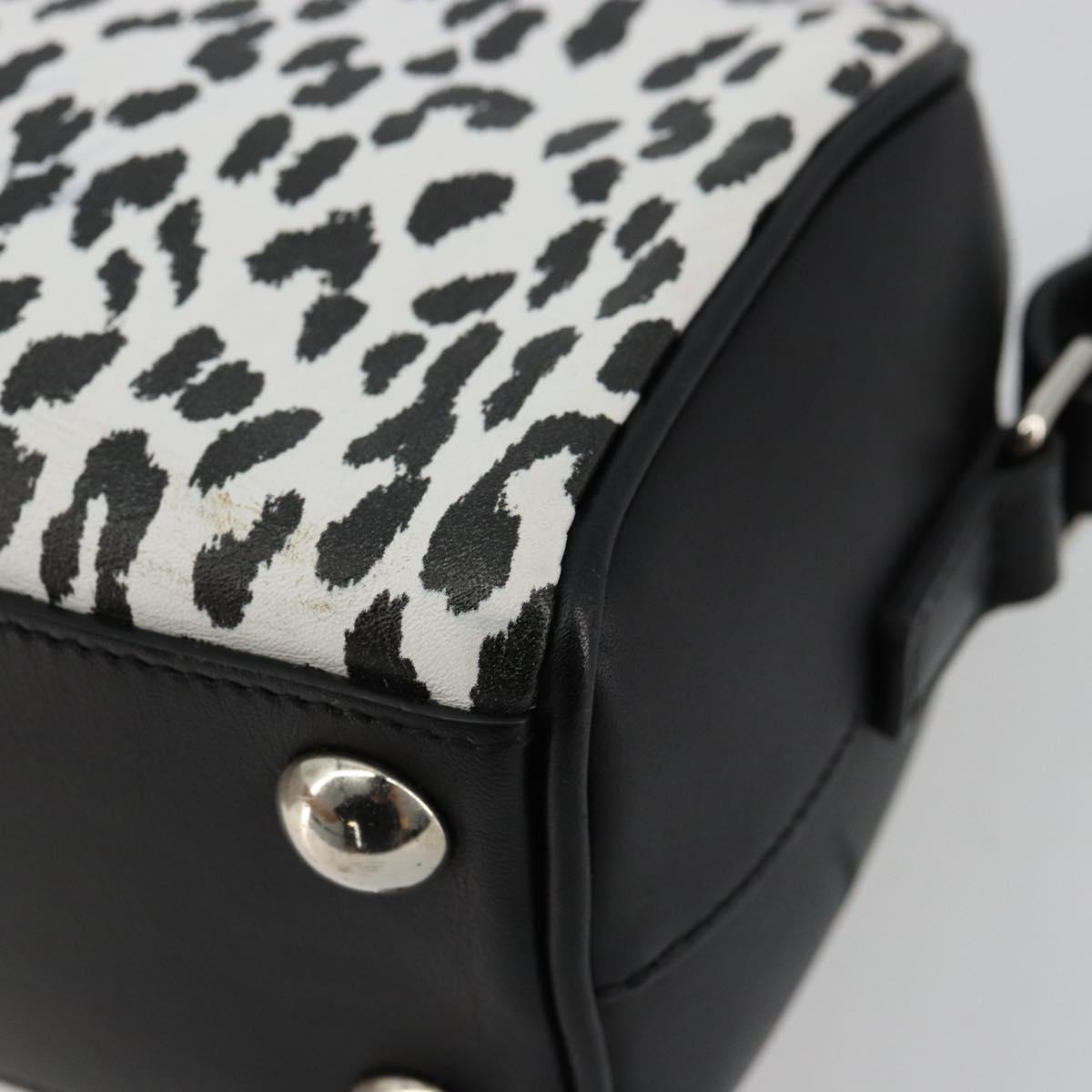 SAINT LAURENT Duffle Toy Hand Bag Leather 2way Black Silver Auth bs35119