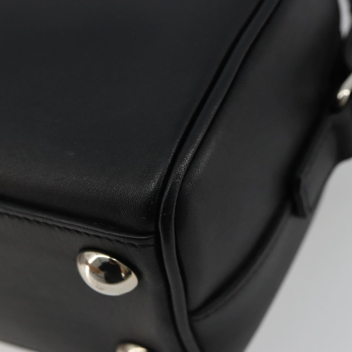 SAINT LAURENT Duffle Toy Hand Bag Leather 2way Black Silver Auth bs35119
