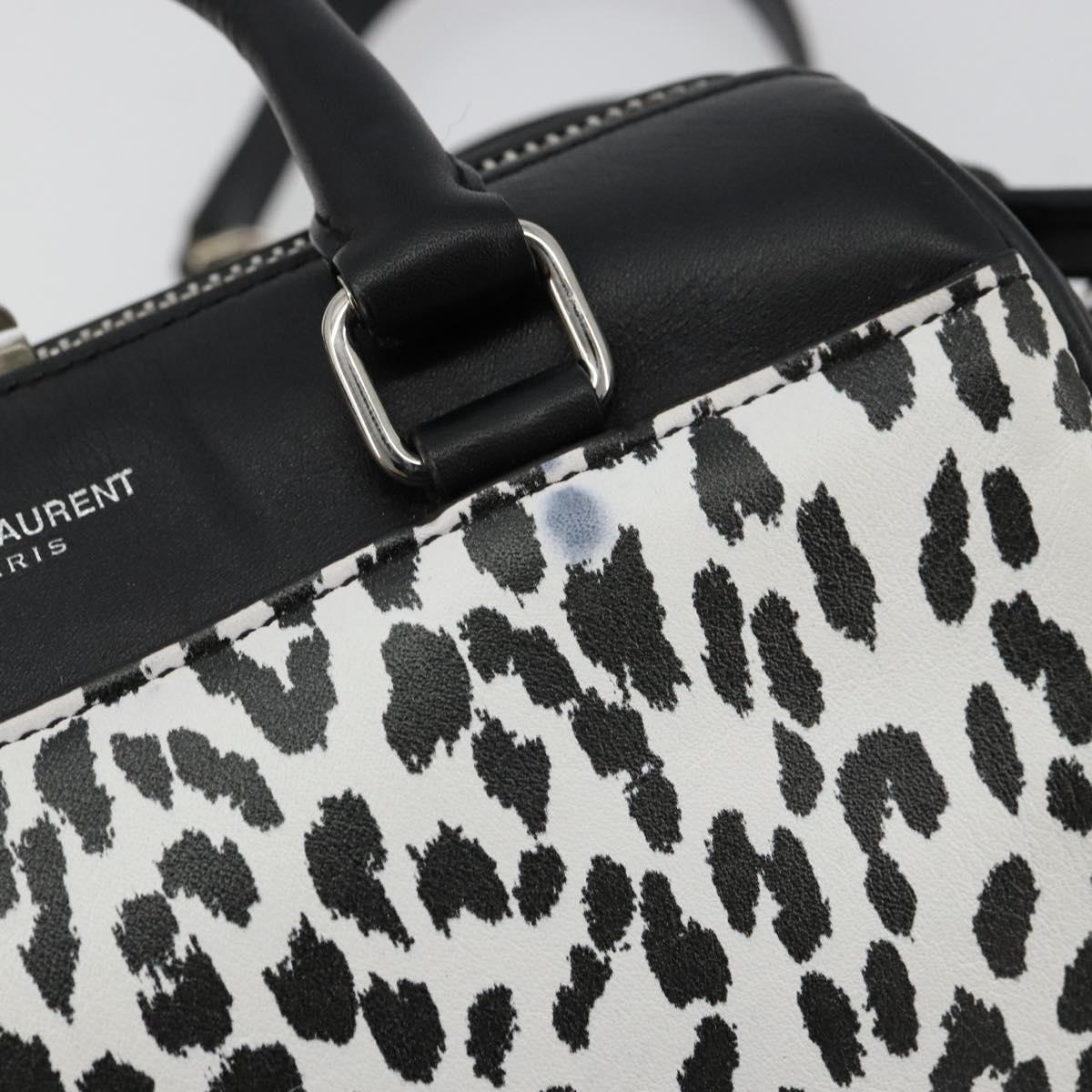 SAINT LAURENT Duffle Toy Hand Bag Leather 2way Black Silver Auth bs35119