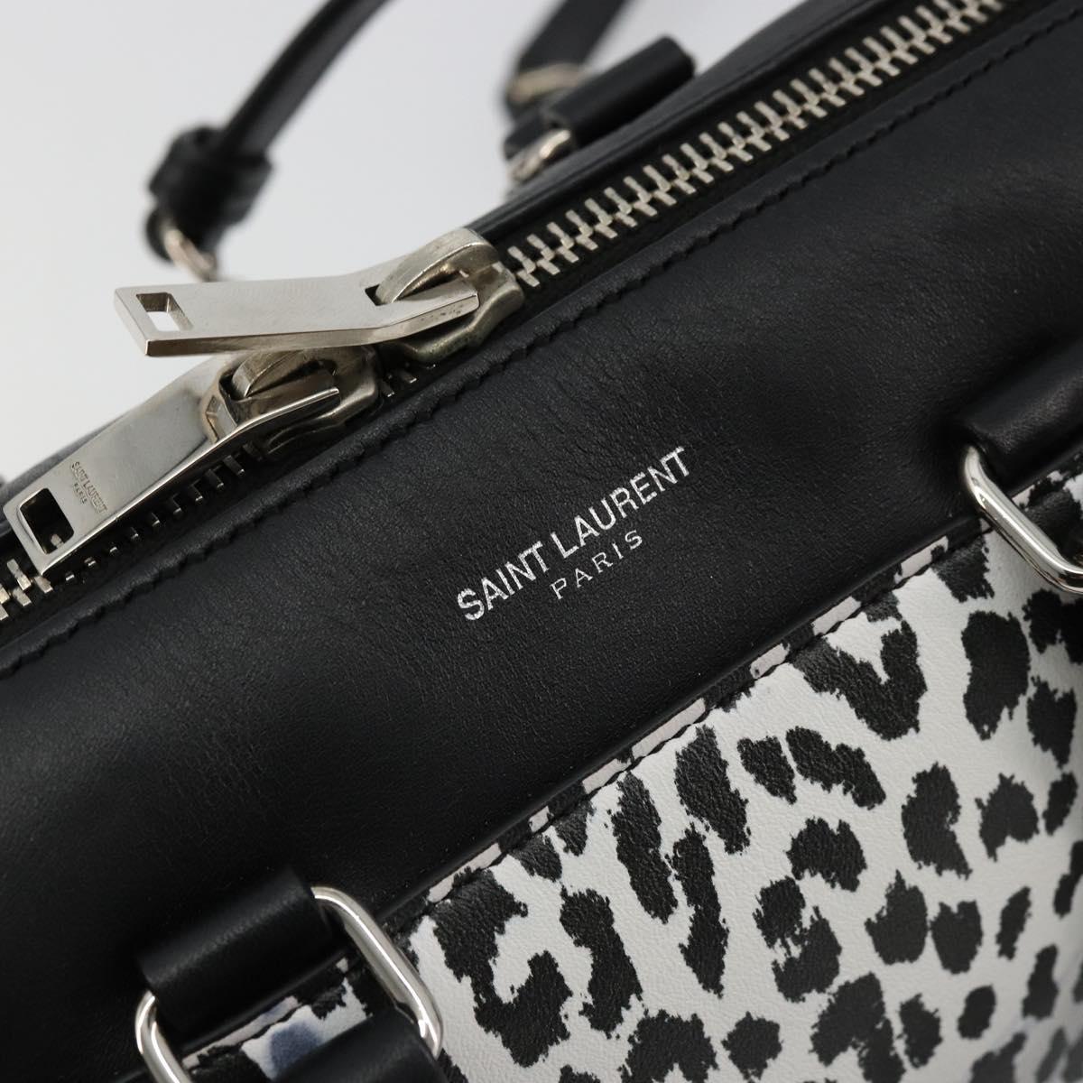 SAINT LAURENT Duffle Toy Hand Bag Leather 2way Black Silver Auth bs35119
