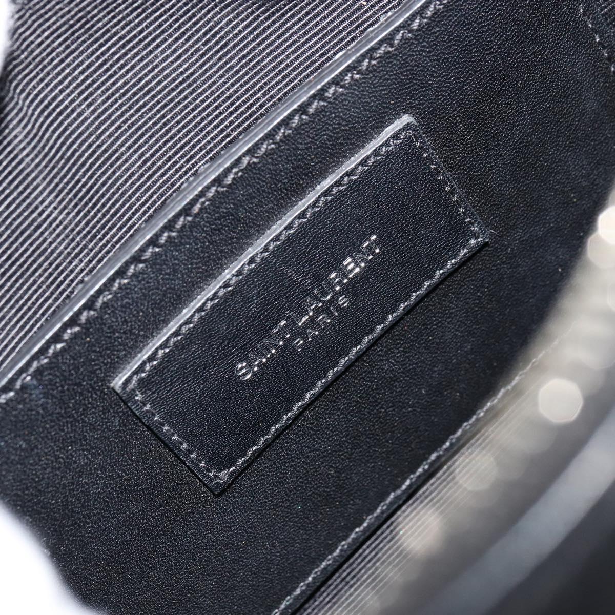 SAINT LAURENT Duffle Toy Hand Bag Leather 2way Black Silver Auth bs35119
