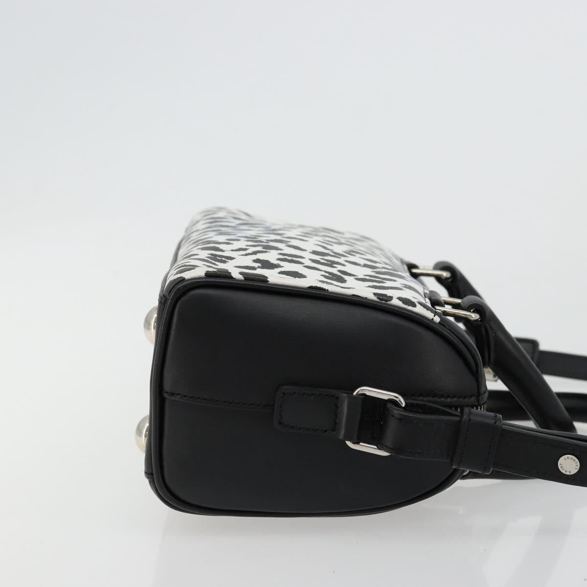 SAINT LAURENT Duffle Toy Hand Bag Leather 2way Black Silver Auth bs35119