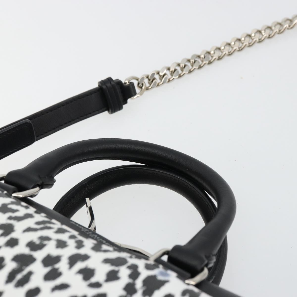 SAINT LAURENT Duffle Toy Hand Bag Leather 2way Black Silver Auth bs35119