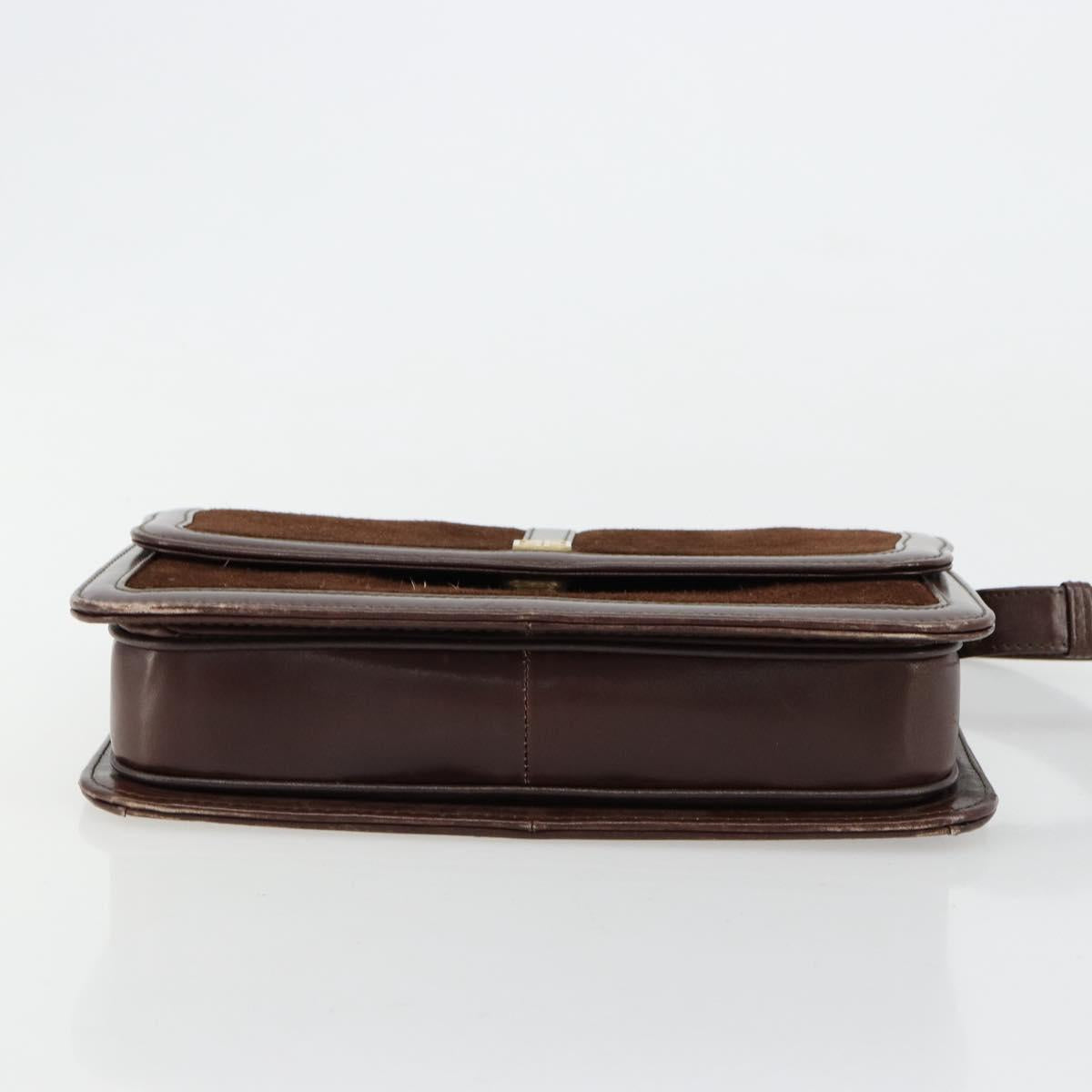 GIVENCHY Shoulder Bag Suede Brown Gold Auth bs35122