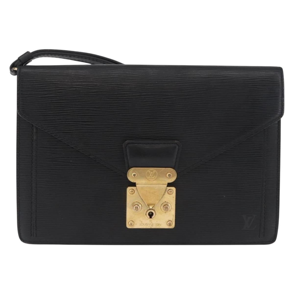 LOUIS VUITTON Epi Serie Dragonne Clutch Bag Black Noir M52612 LV Auth bs35123