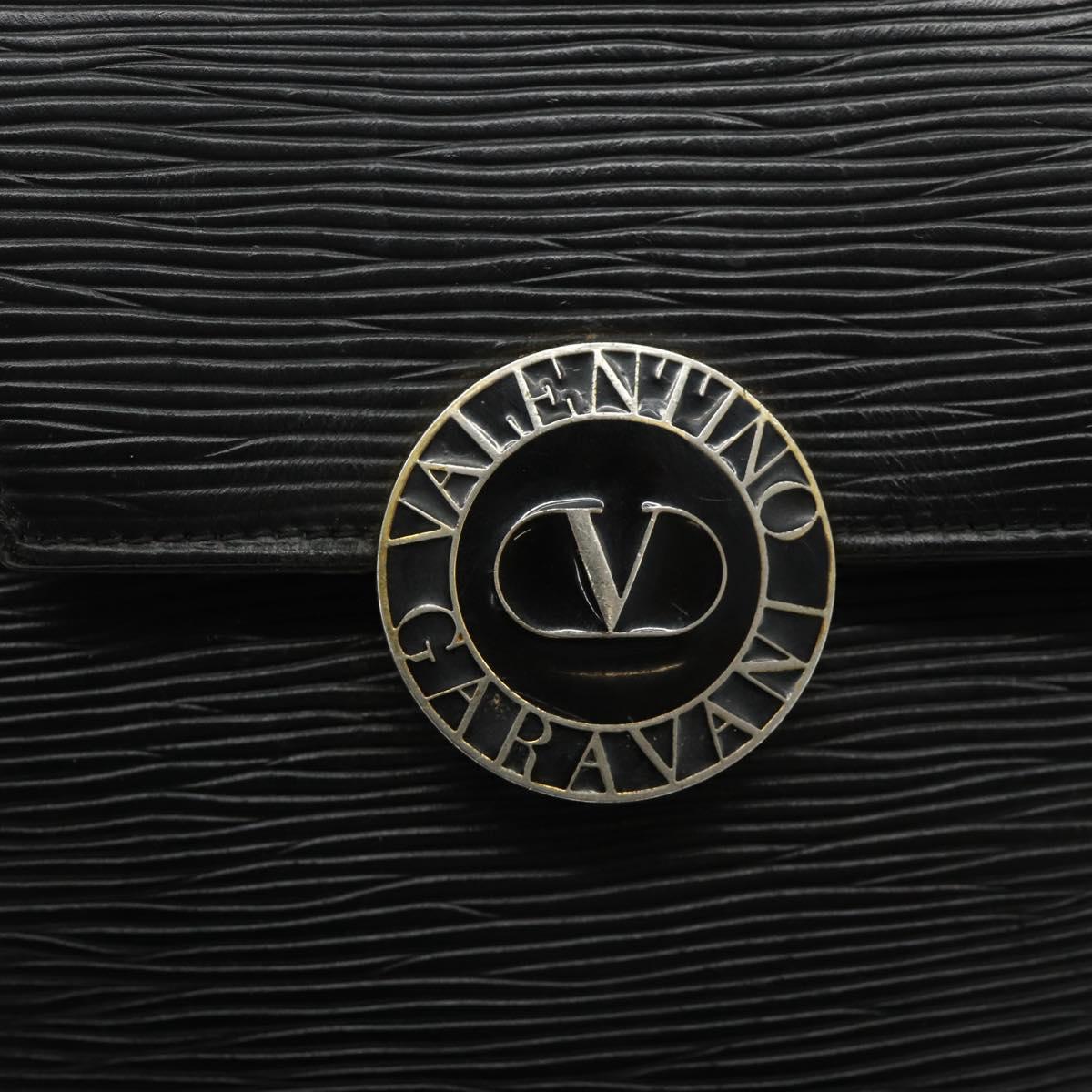 VALENTINO Backpack Leather Black Gold Auth bs35125