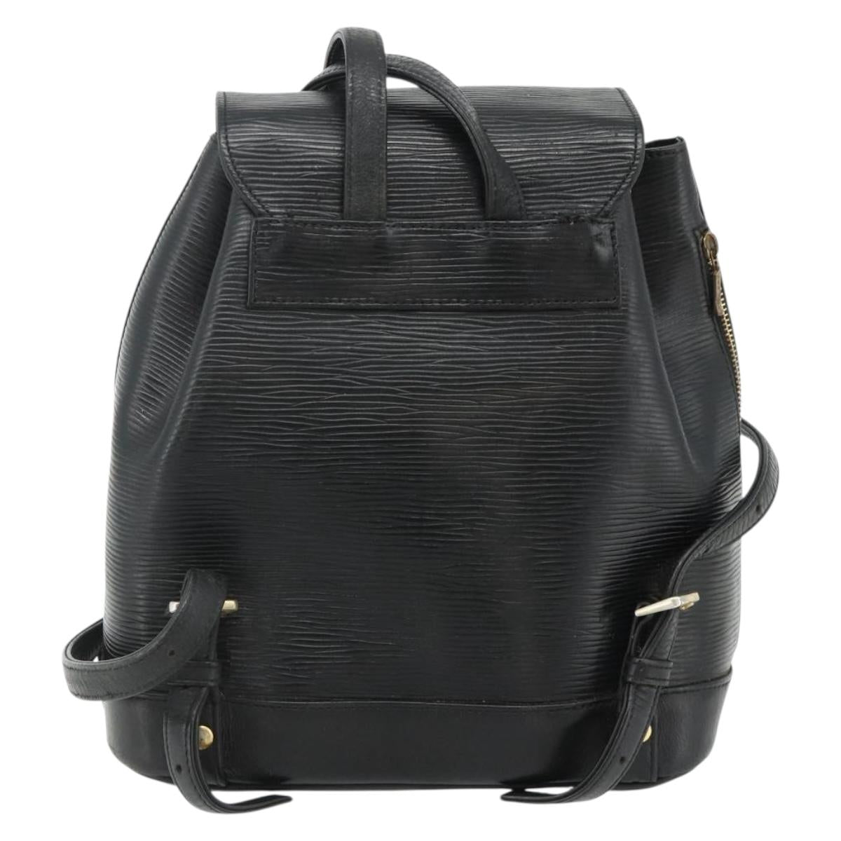 VALENTINO Backpack Leather Black Gold Auth bs35125