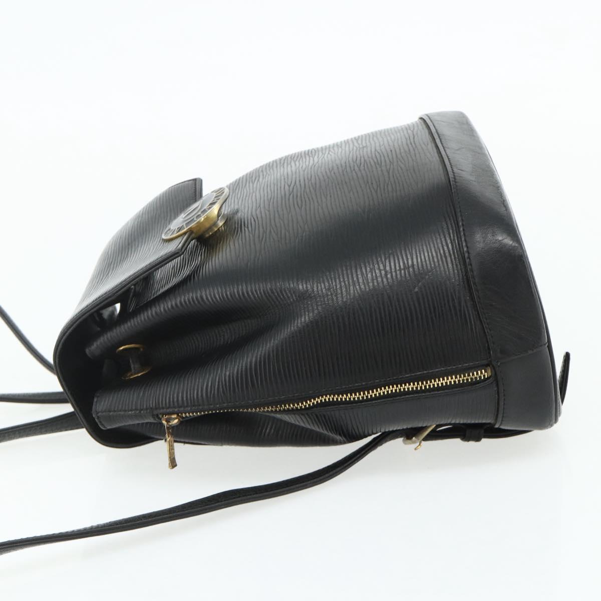 VALENTINO Backpack Leather Black Gold Auth bs35125