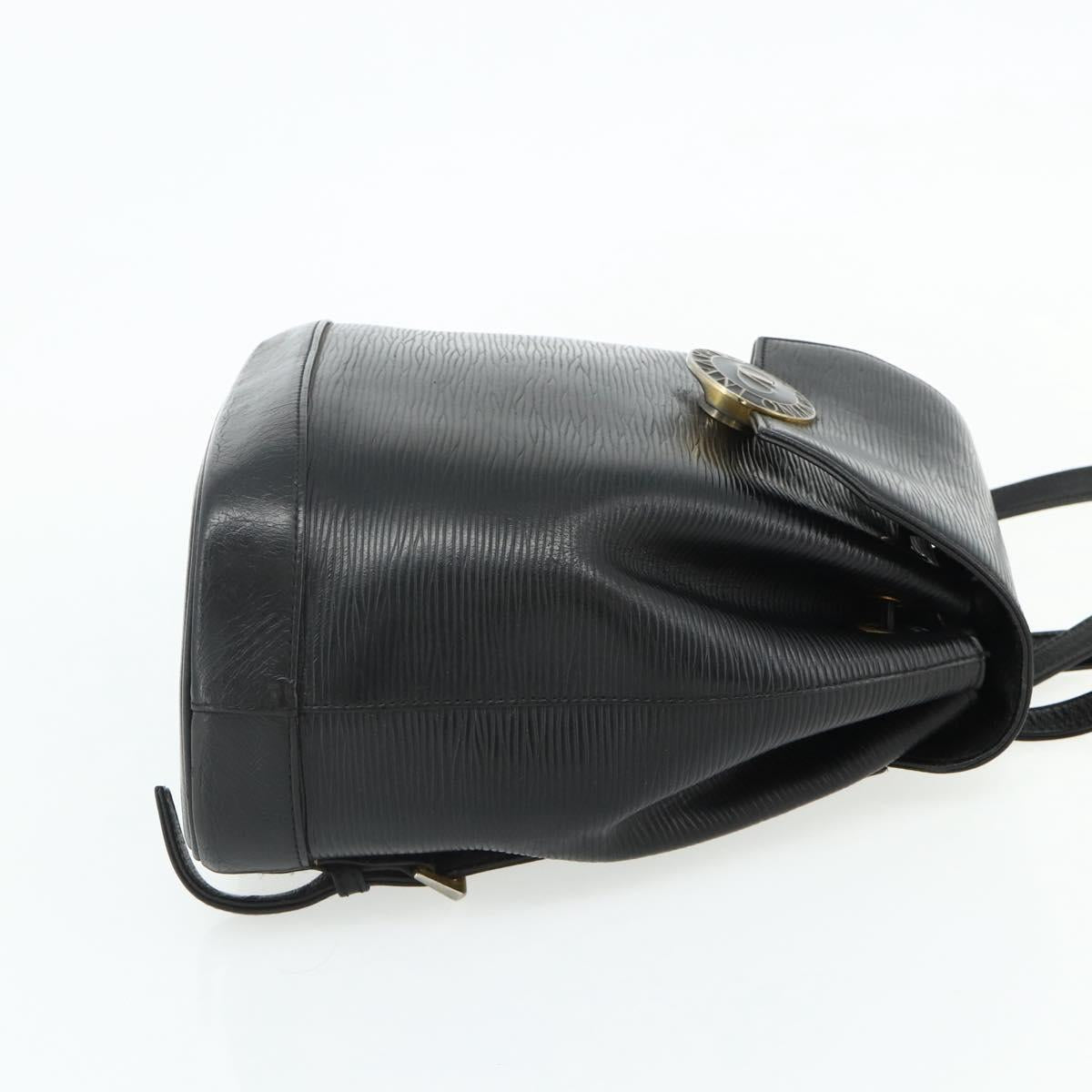 VALENTINO Backpack Leather Black Gold Auth bs35125