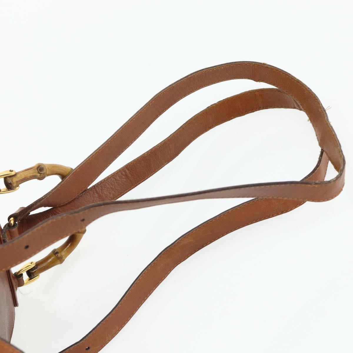 GUCCI Bamboo Backpack Leather Brown Gold 003 3444 0030 Auth bs35138