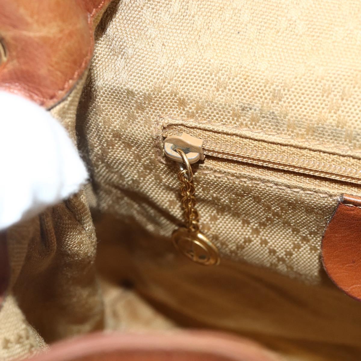 GUCCI Bamboo Backpack Leather Brown Gold 003 3444 0030 Auth bs35138