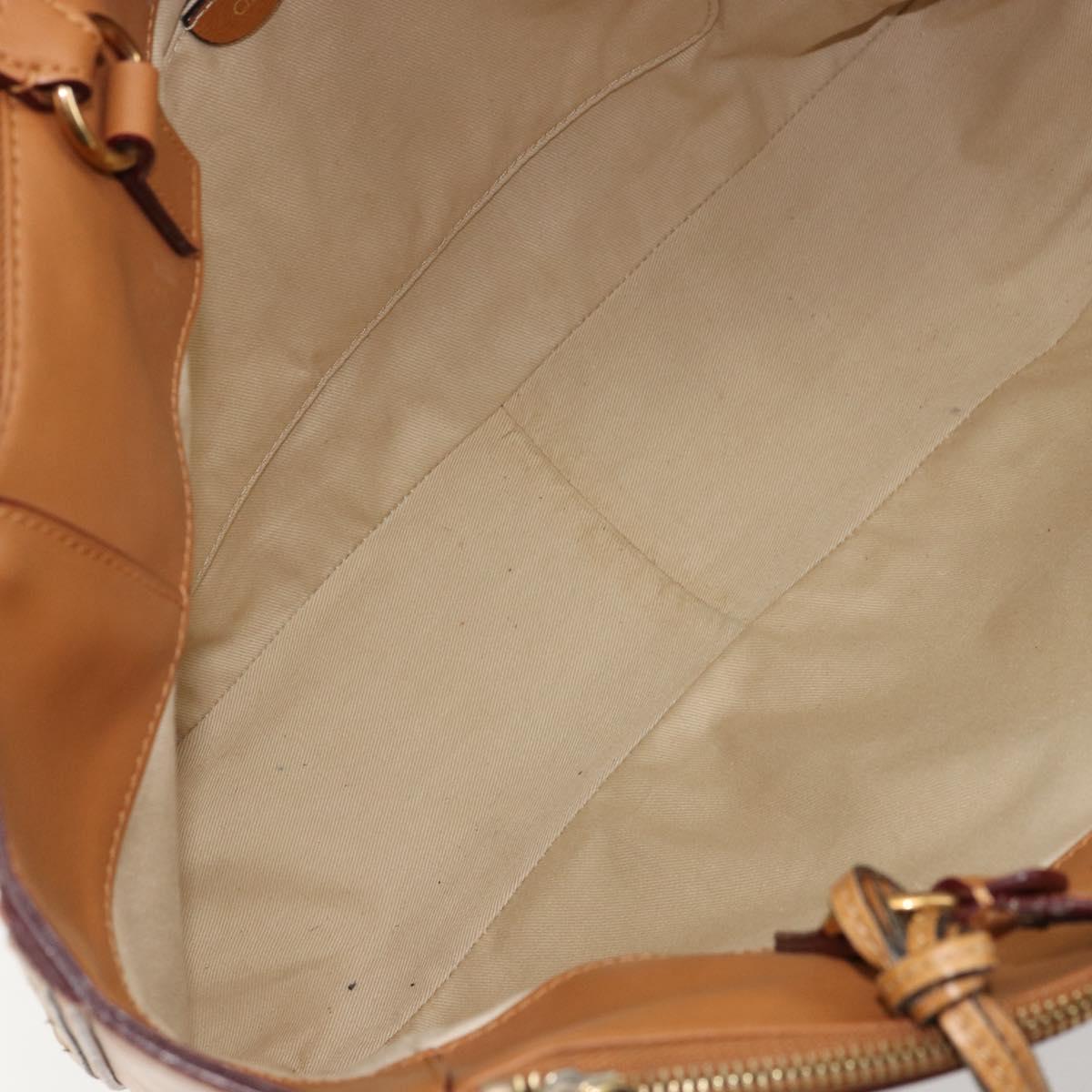 Chloe Tote Bag Leather Beige Gold Auth bs35139