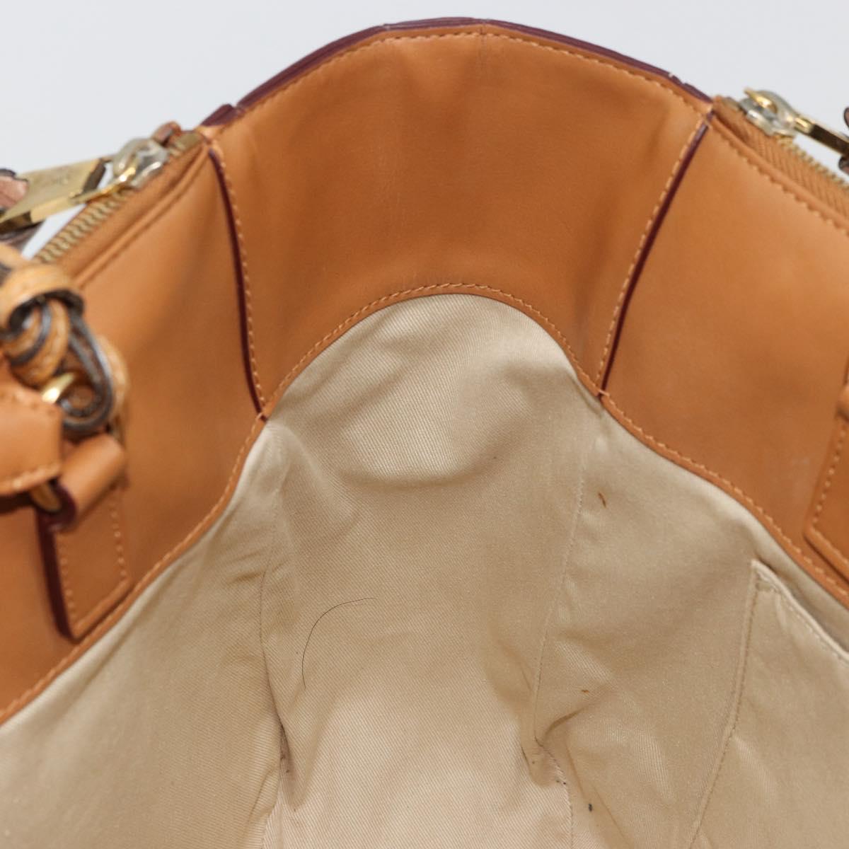 Chloe Tote Bag Leather Beige Gold Auth bs35139
