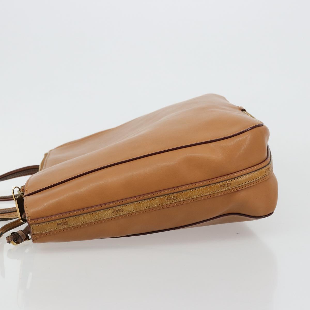 Chloe Tote Bag Leather Beige Gold Auth bs35139