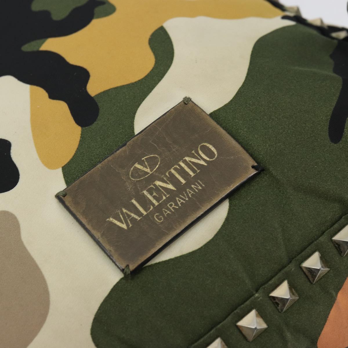 VALENTINO Studs Camouflage Backpack Nylon Khaki Gold Auth bs35140