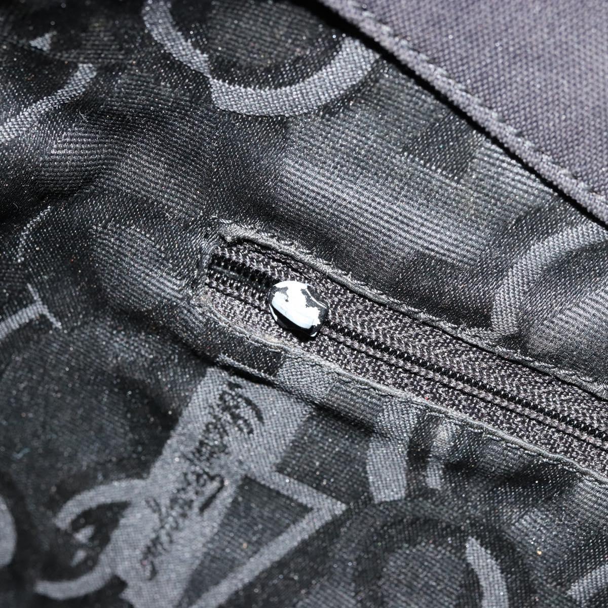 Salvatore Ferragamo Vala Shoulder Bag Canvas Black Silver Auth bs35141