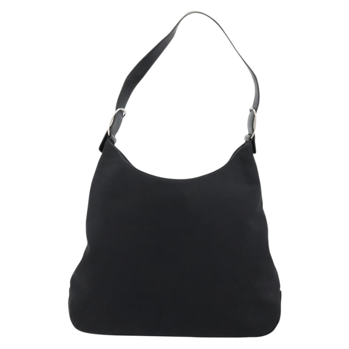 Salvatore Ferragamo Vala Shoulder Bag Canvas Black Silver Auth bs35141