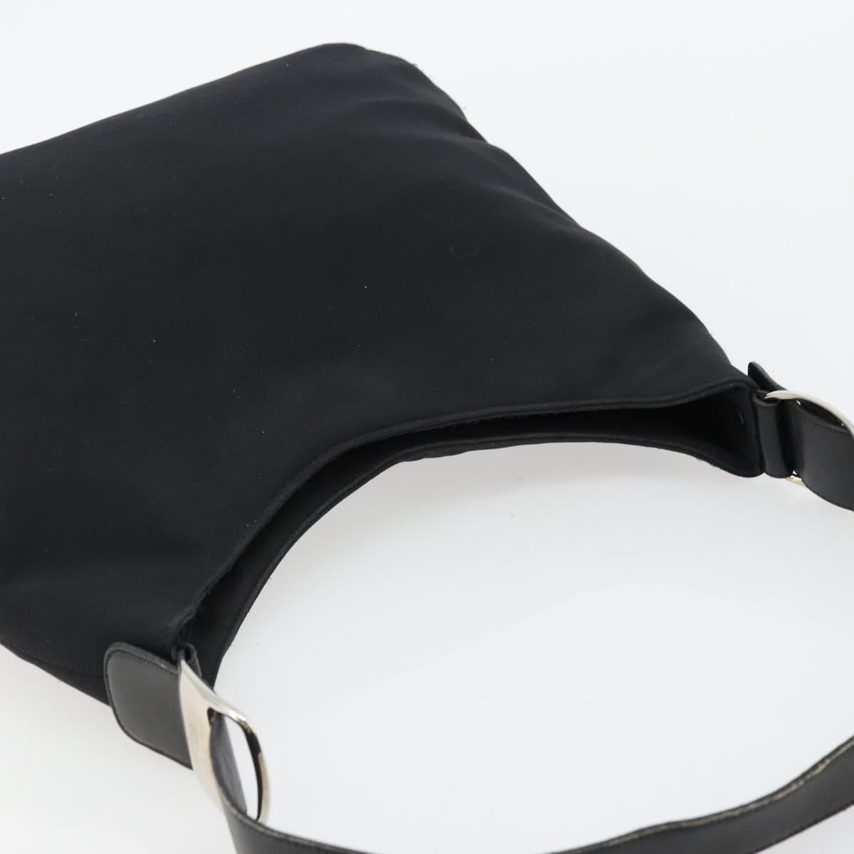 Salvatore Ferragamo Vala Shoulder Bag Canvas Black Silver Auth bs35141