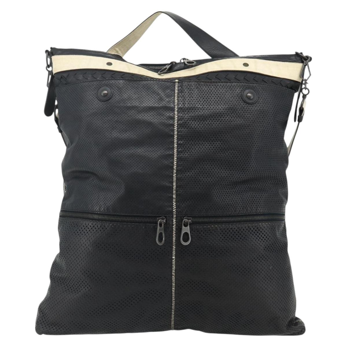 BOTTEGA VENETA INTRECCIATO Shoulder Bag Leather 2way Black Auth bs35143