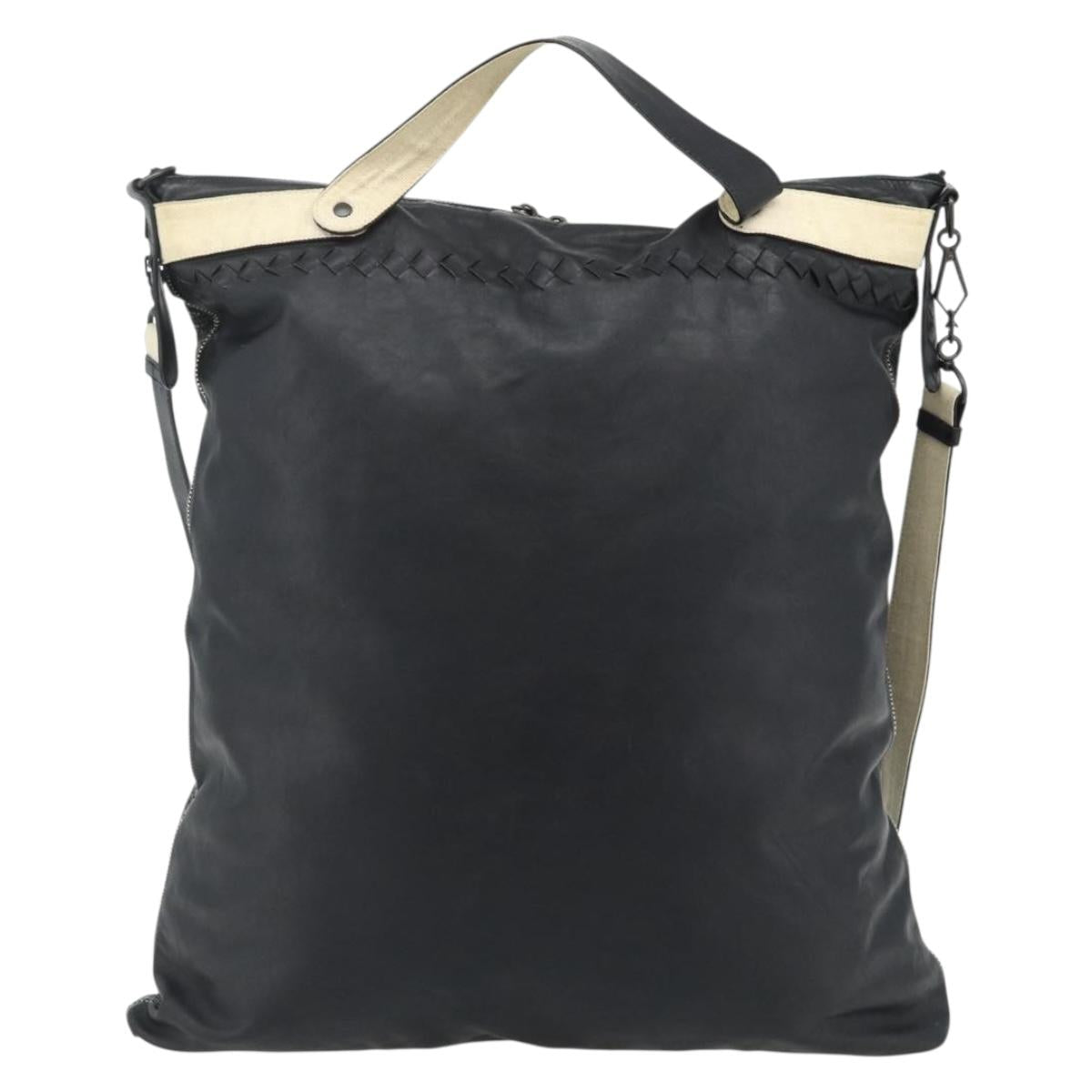BOTTEGA VENETA INTRECCIATO Shoulder Bag Leather 2way Black Auth bs35143