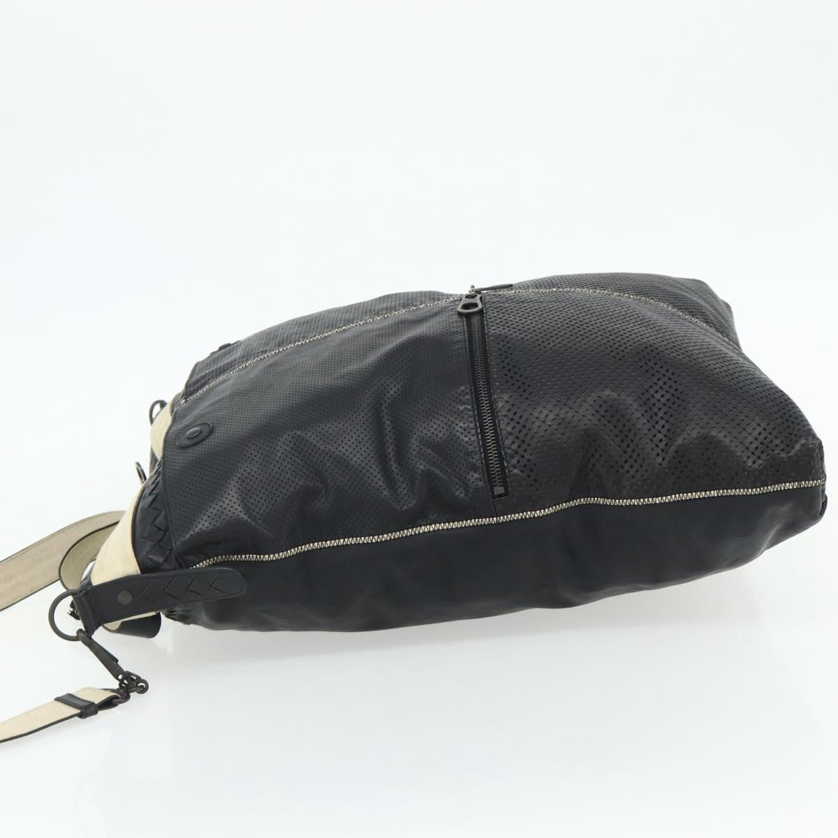 BOTTEGA VENETA INTRECCIATO Shoulder Bag Leather 2way Black Auth bs35143