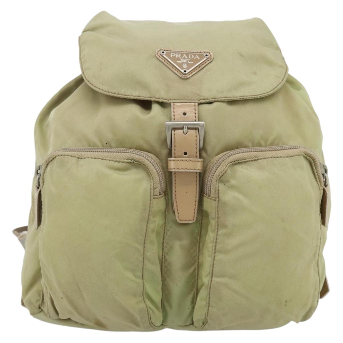 PRADA Backpack Nylon Khaki Silver Auth bs35144