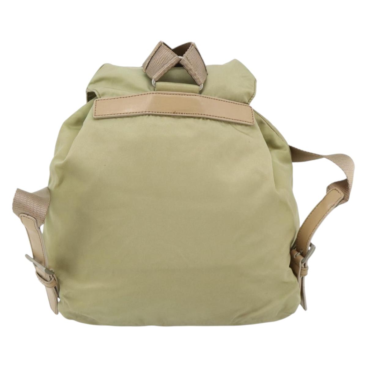 PRADA Backpack Nylon Khaki Silver Auth bs35144