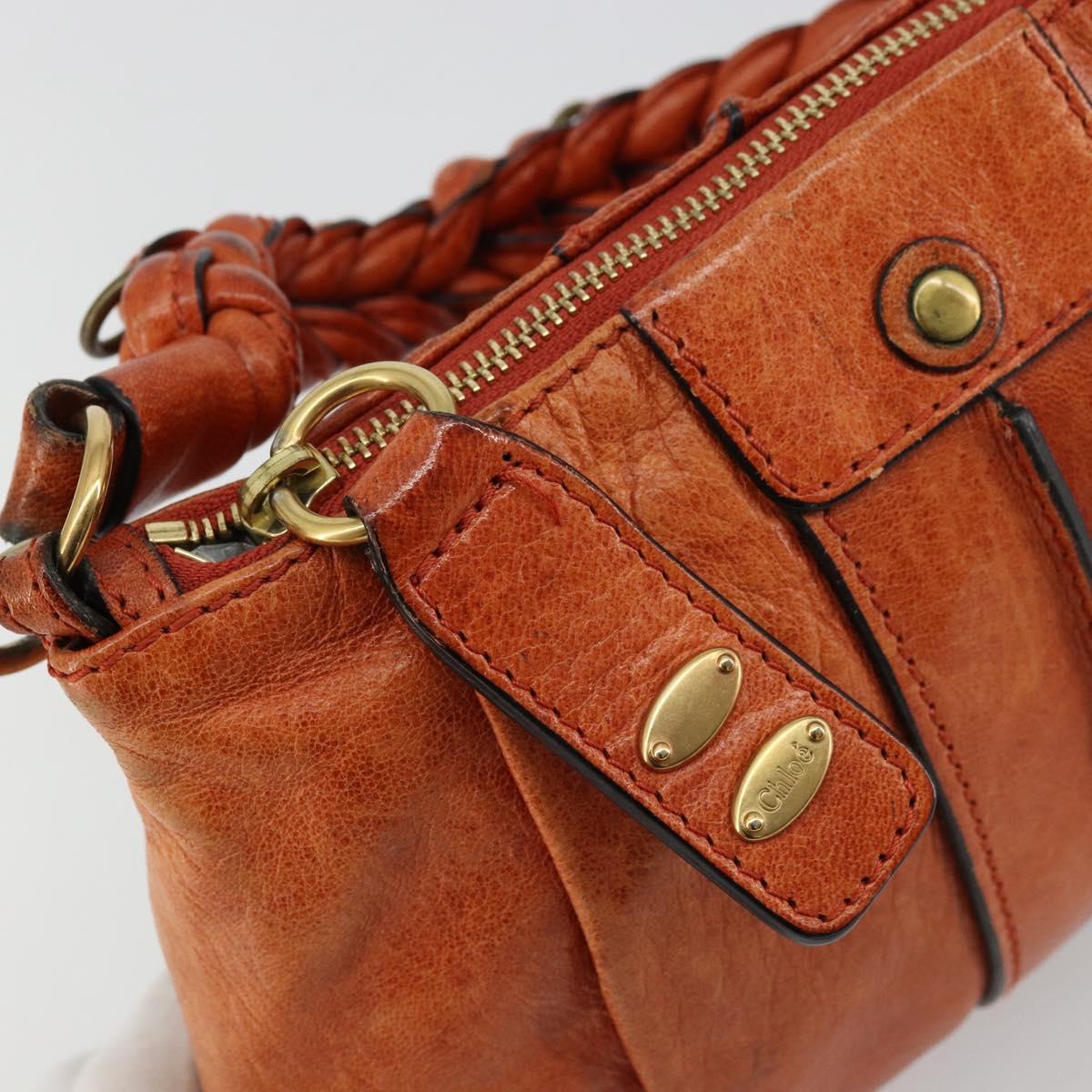 Chloe Eloise Hand Bag Leather Orange Gold Auth bs35145