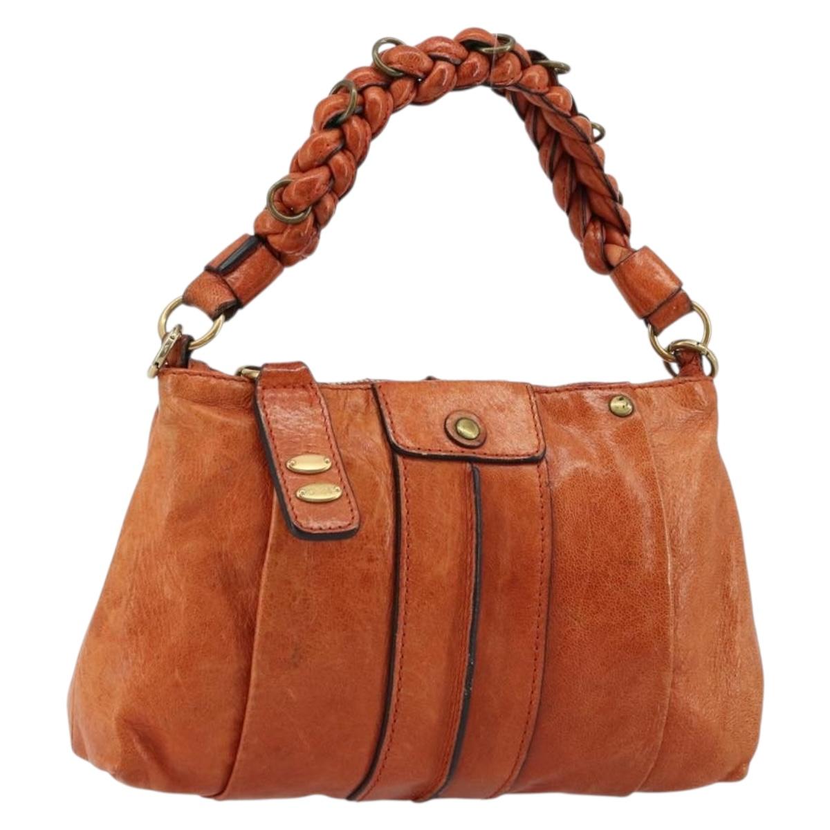 Chloe Eloise Hand Bag Leather Orange Gold Auth bs35145