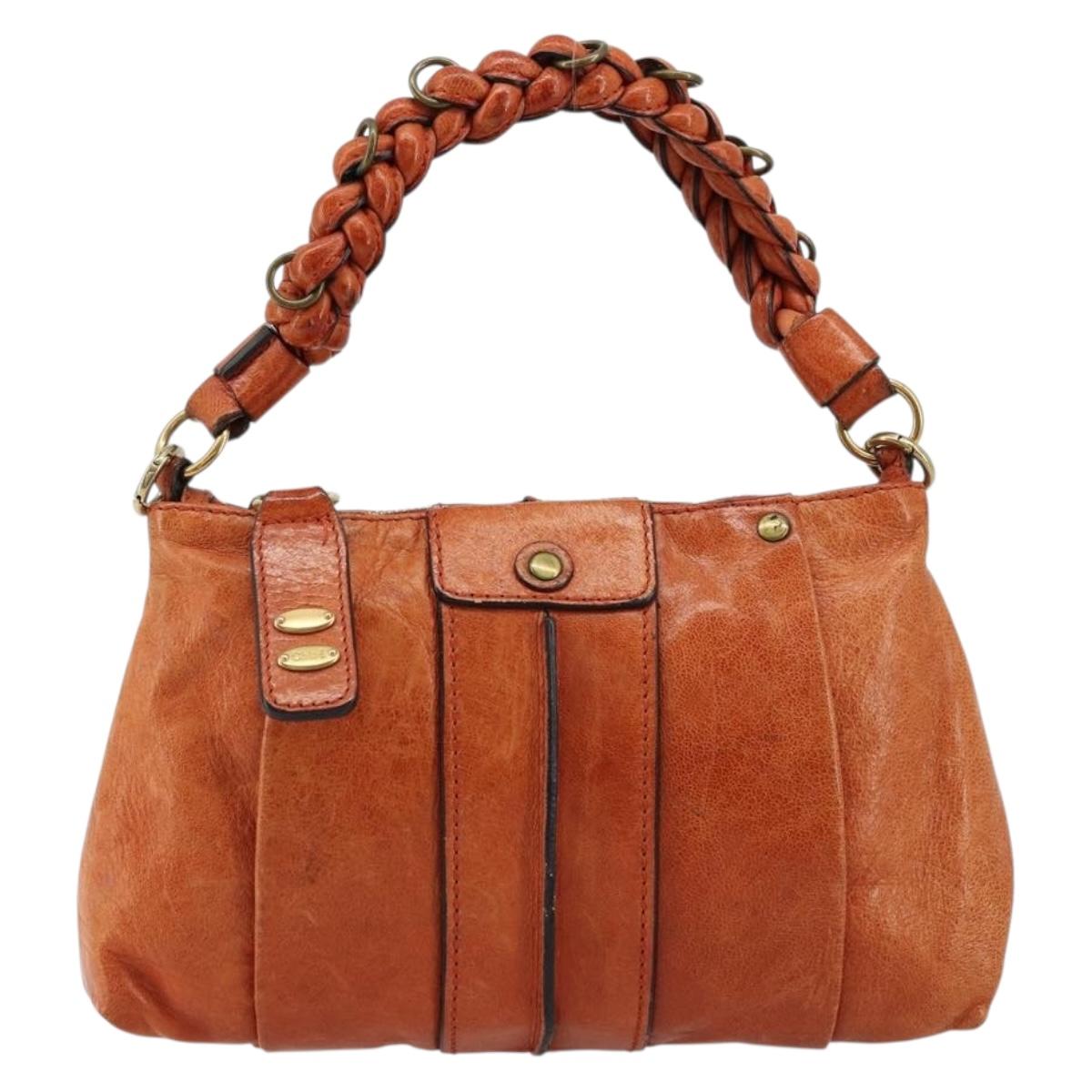 Chloe Eloise Hand Bag Leather Orange Gold Auth bs35145