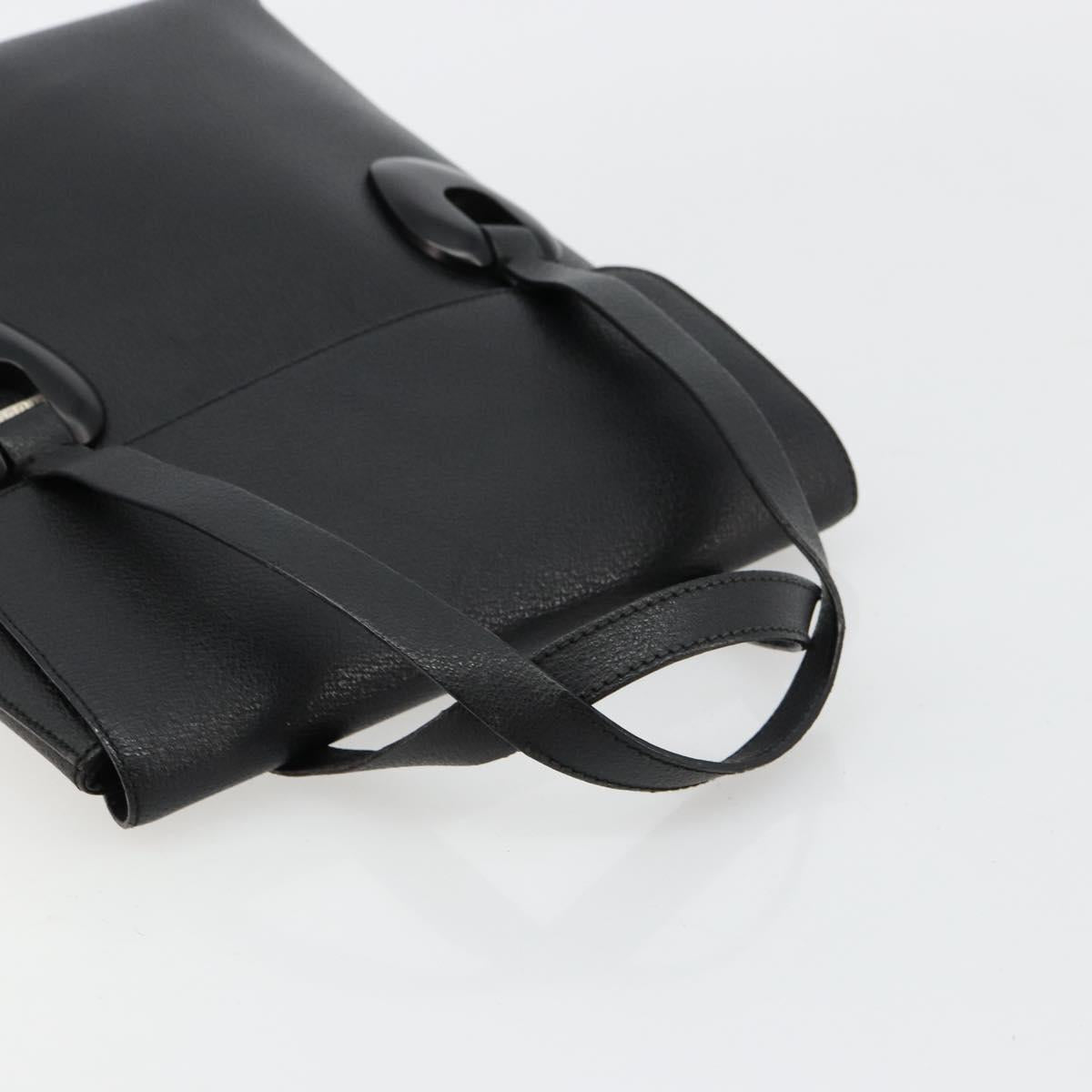 GUCCI Hand Bag Leather Black Silver 002 123 0452 Auth bs35148