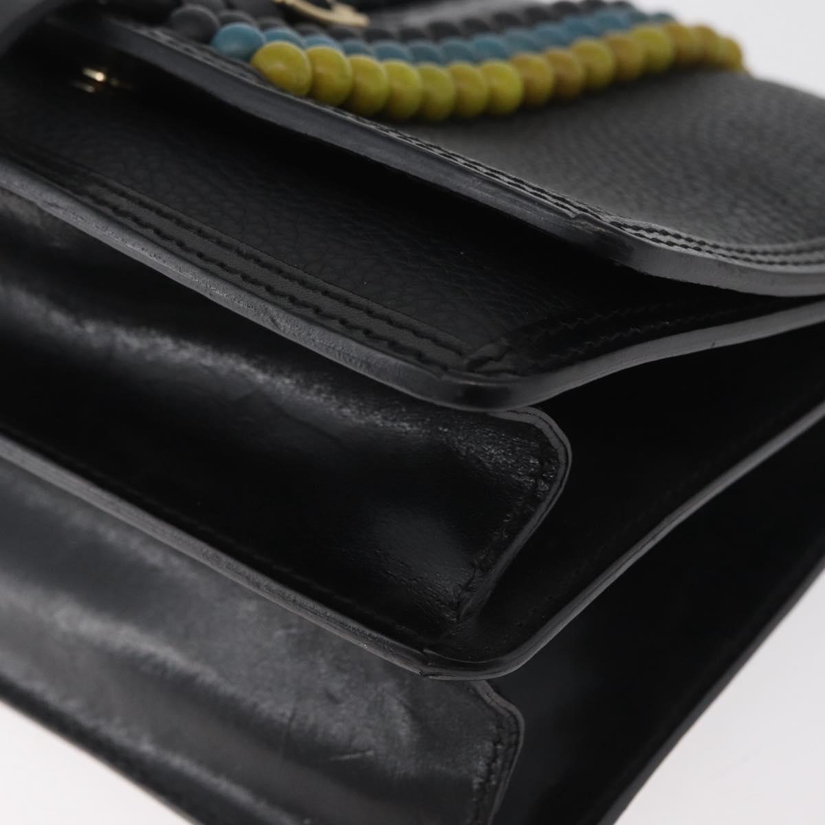BURBERRY Clutch Bag Leather Black Gold Auth bs35150