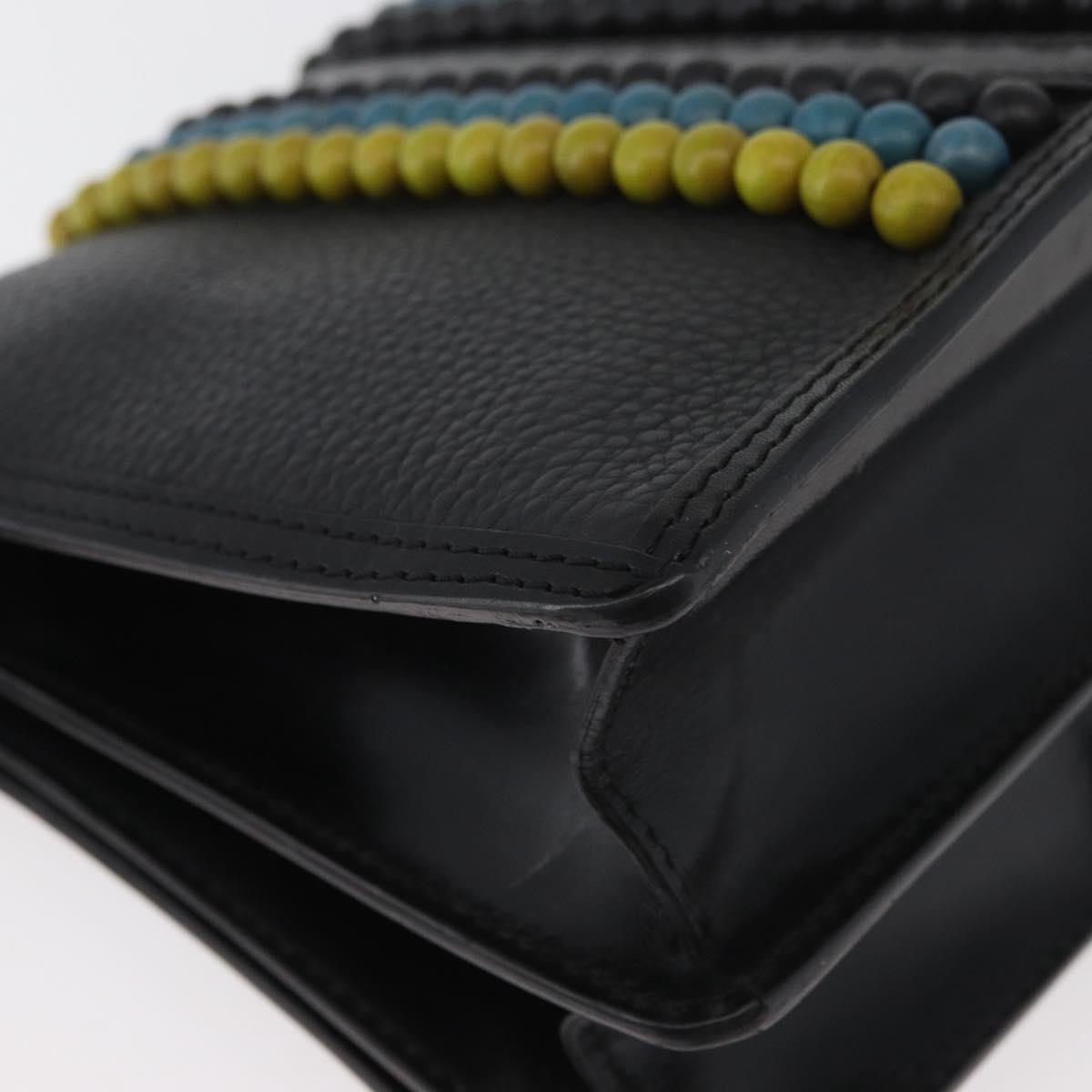 BURBERRY Clutch Bag Leather Black Gold Auth bs35150