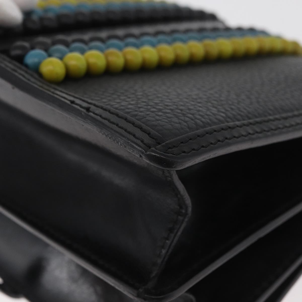 BURBERRY Clutch Bag Leather Black Gold Auth bs35150