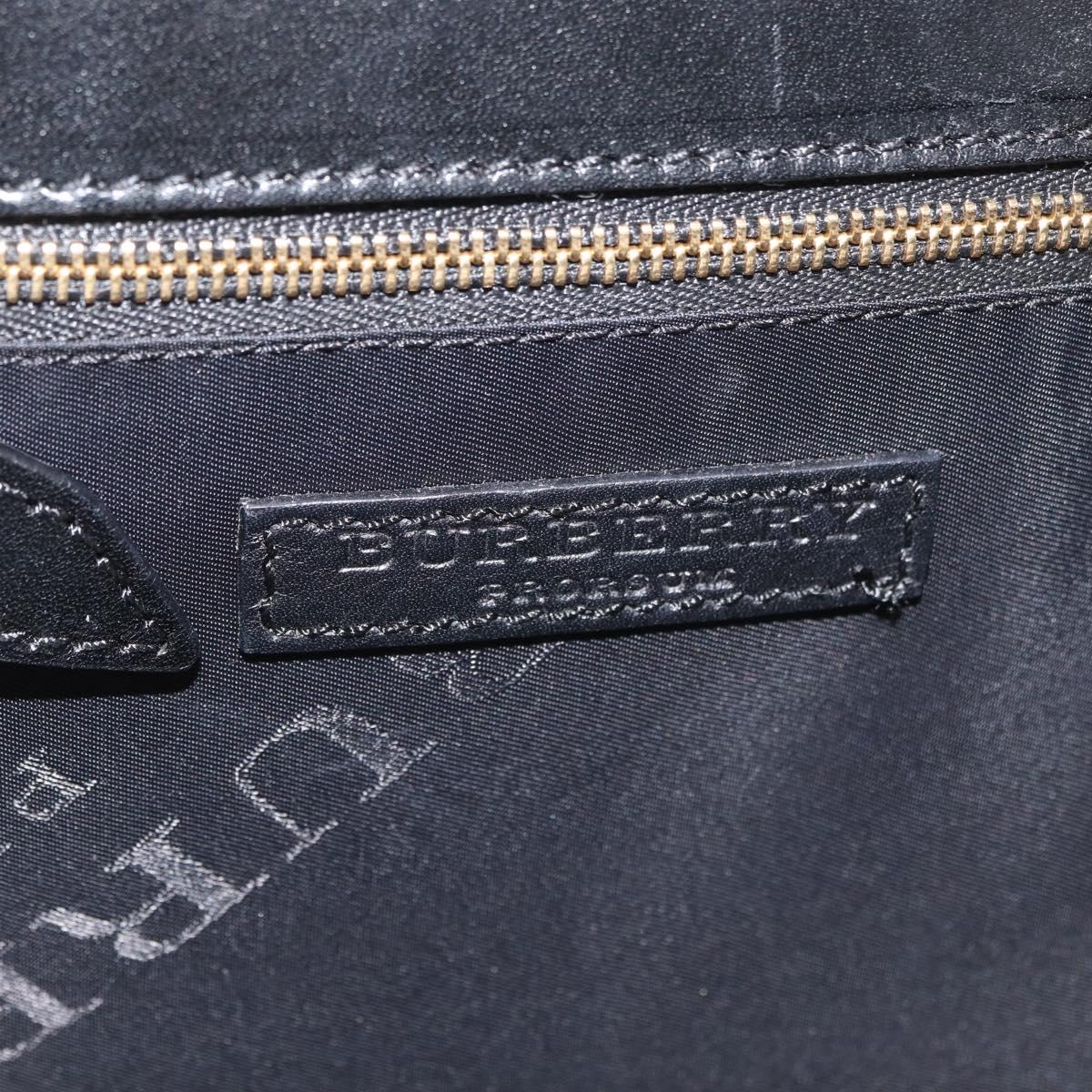 BURBERRY Clutch Bag Leather Black Gold Auth bs35150