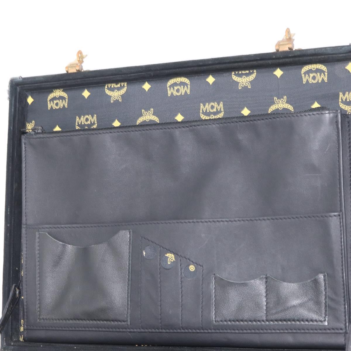 MCM Trunk Suede Black Gold Auth bs35151