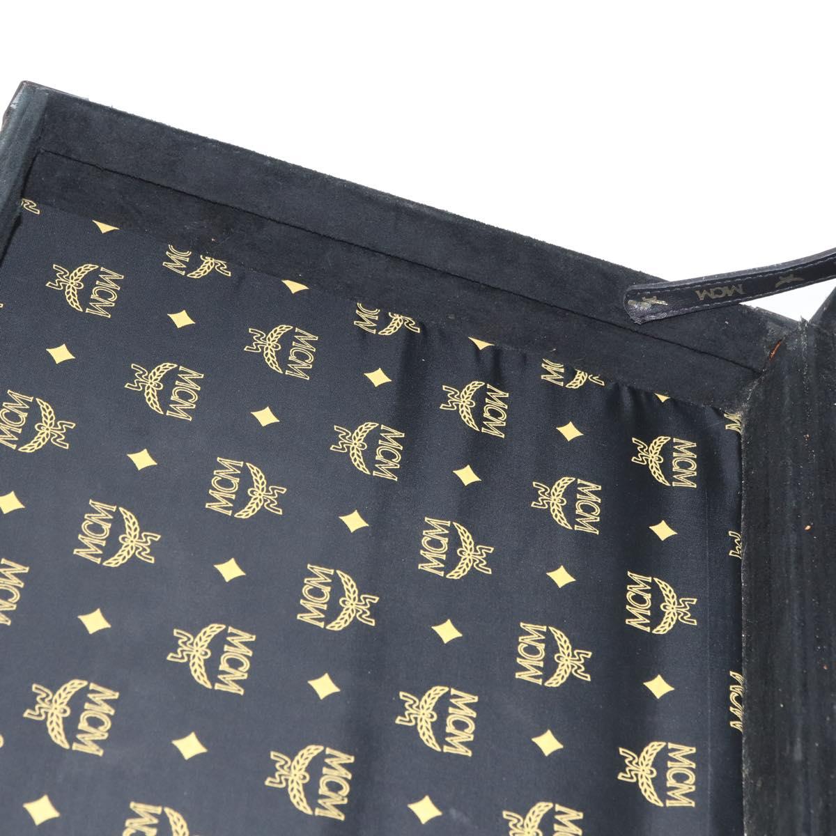 MCM Trunk Suede Black Gold Auth bs35151