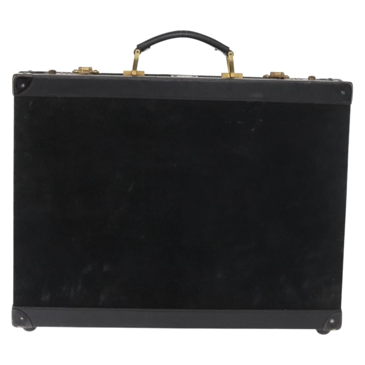 MCM Trunk Suede Black Gold Auth bs35151