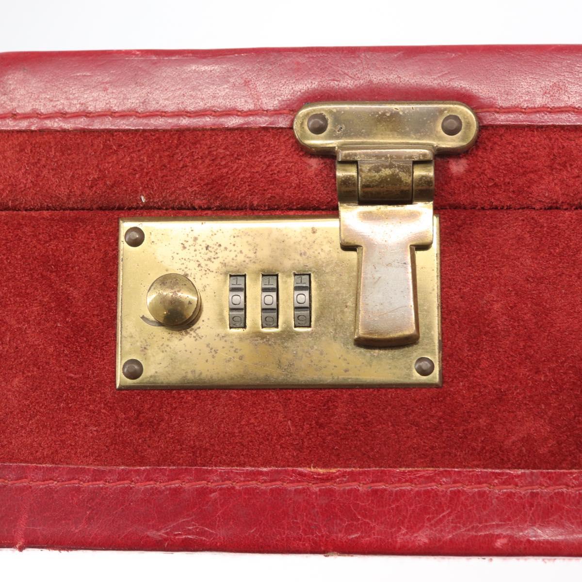 MCM Trunk Suede Red Gold Auth bs35152
