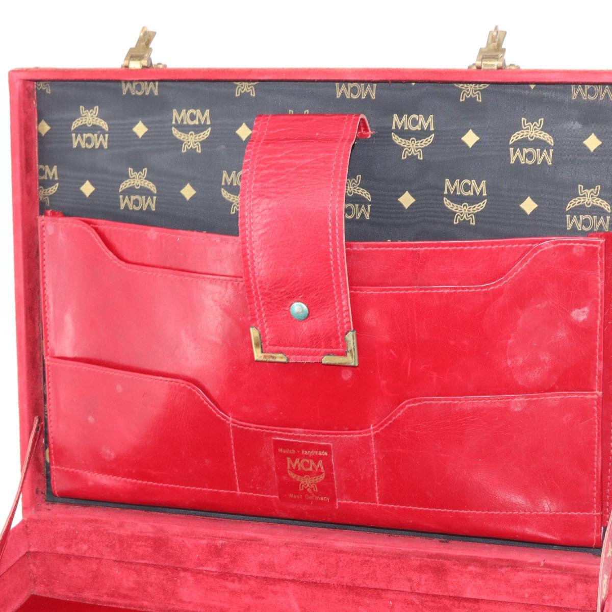 MCM Trunk Suede Red Gold Auth bs35152