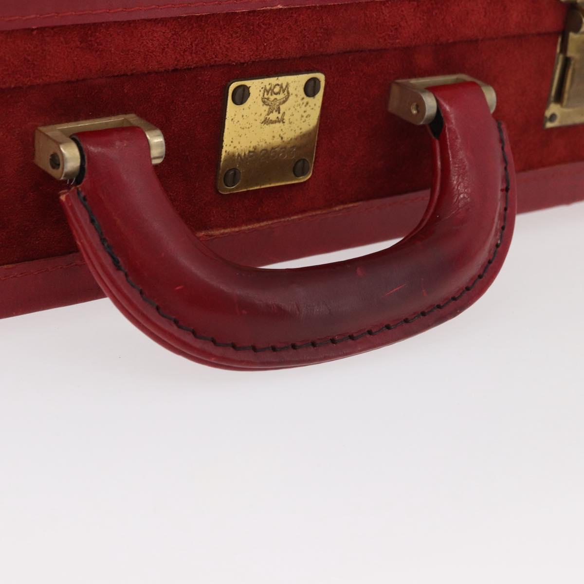 MCM Trunk Suede Red Gold Auth bs35152
