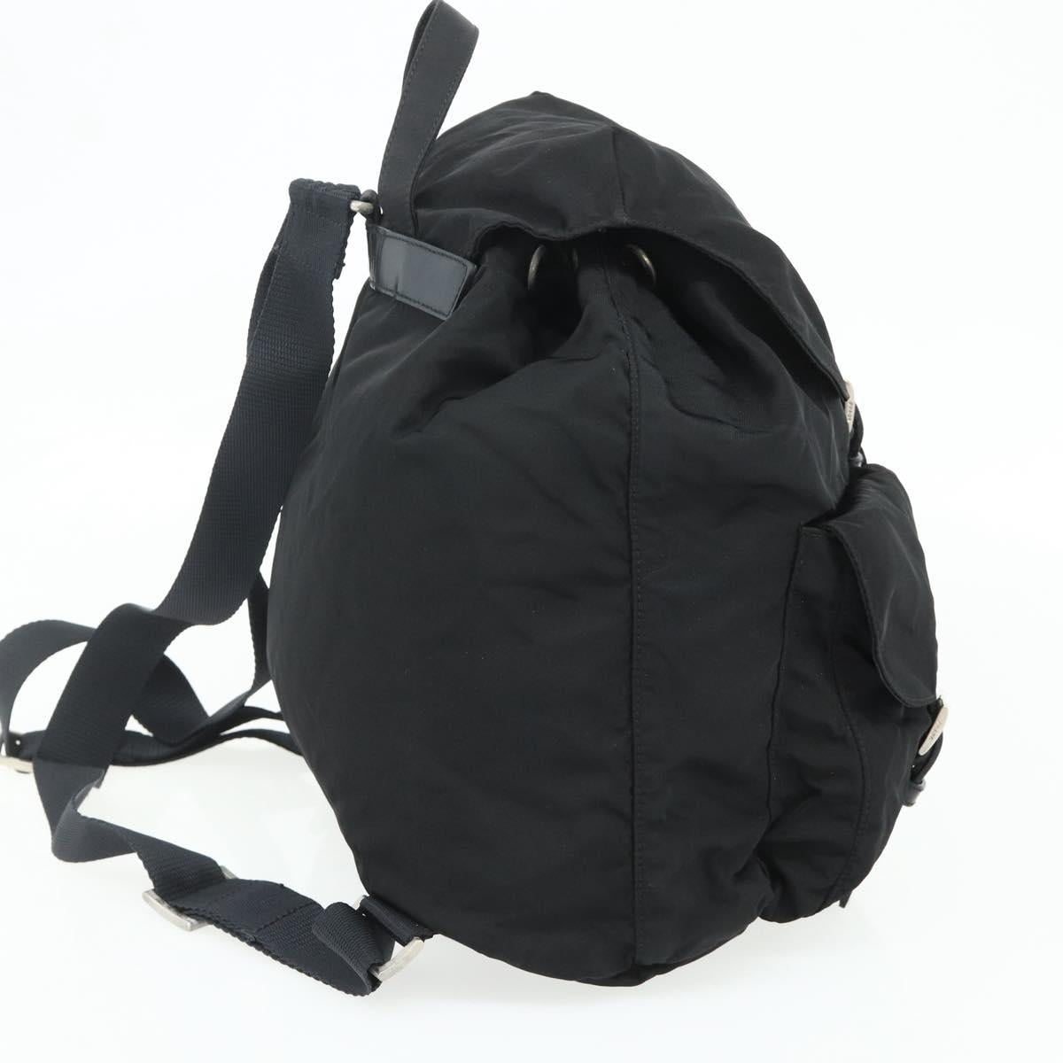 PRADA Backpack Nylon Black Silver Auth bs35153