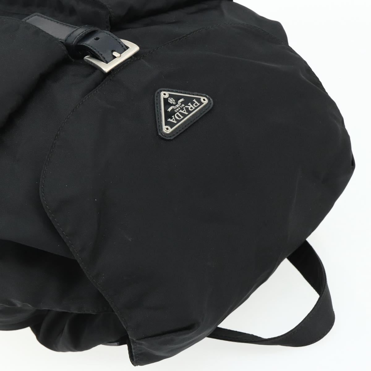 PRADA Backpack Nylon Black Silver Auth bs35153