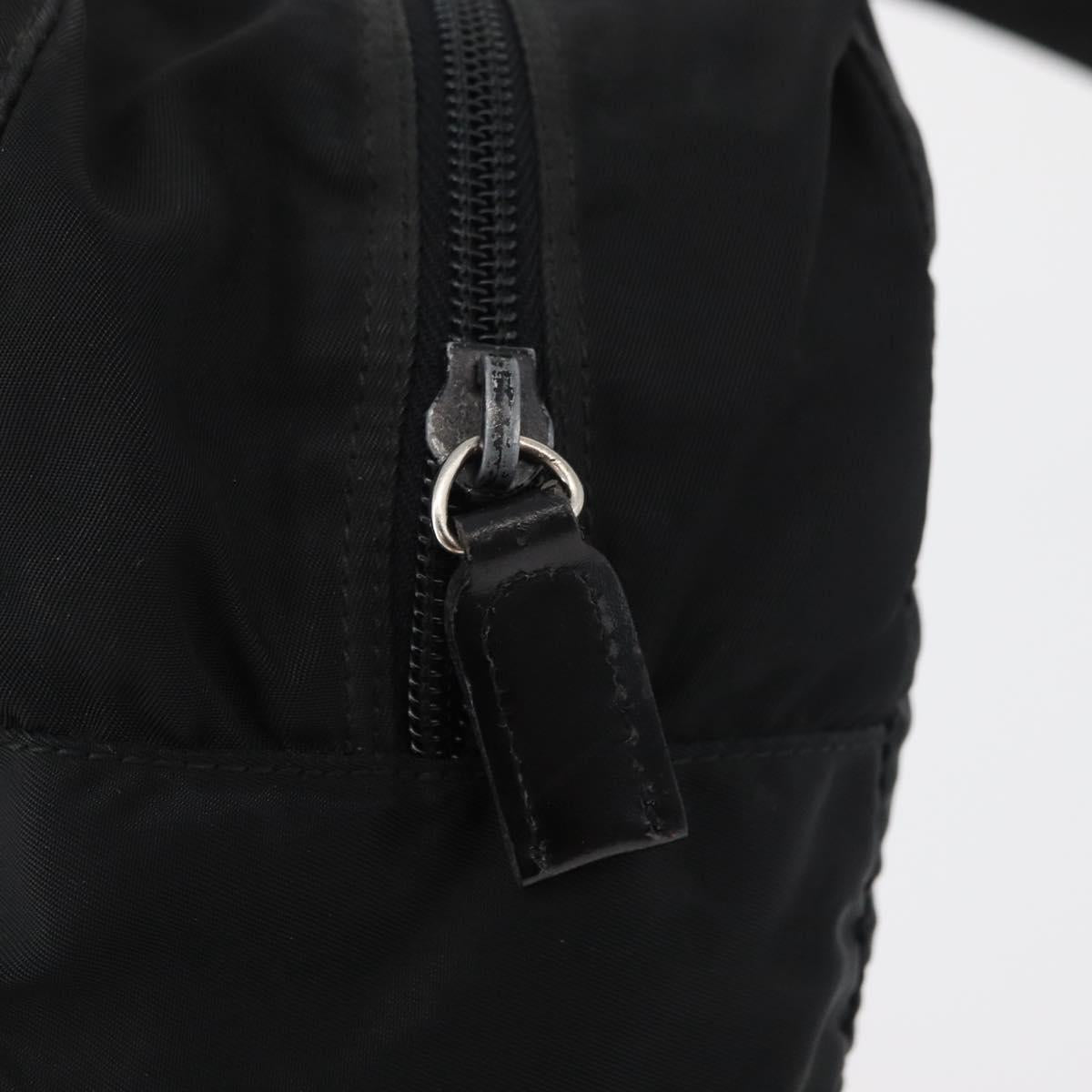 PRADA Hand Bag Nylon Black Silver Auth bs35154