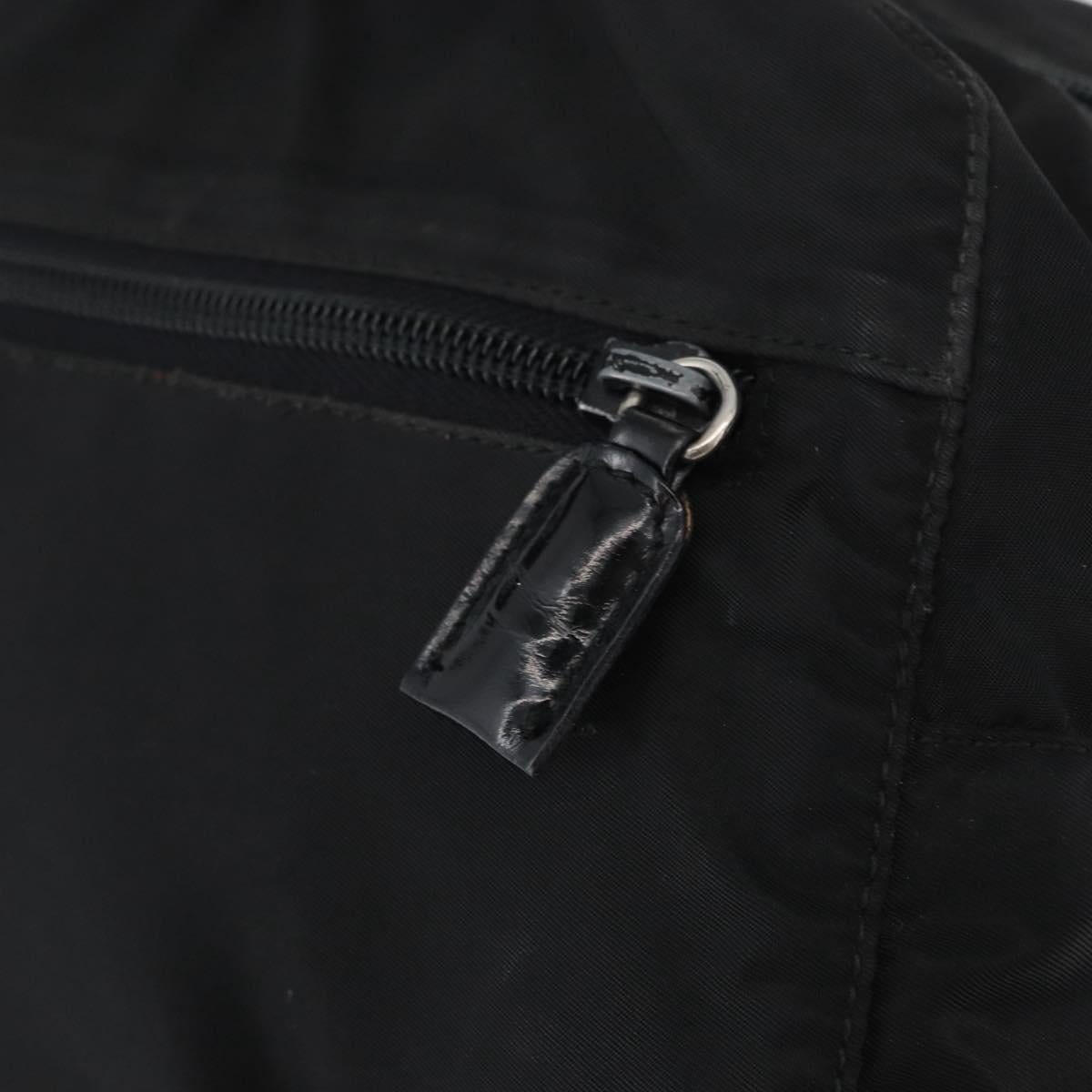 PRADA Hand Bag Nylon Black Silver Auth bs35154
