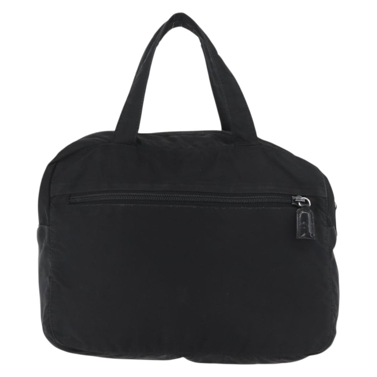 PRADA Hand Bag Nylon Black Silver Auth bs35154