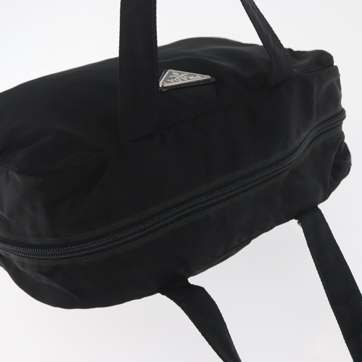 PRADA Hand Bag Nylon Black Silver Auth bs35154