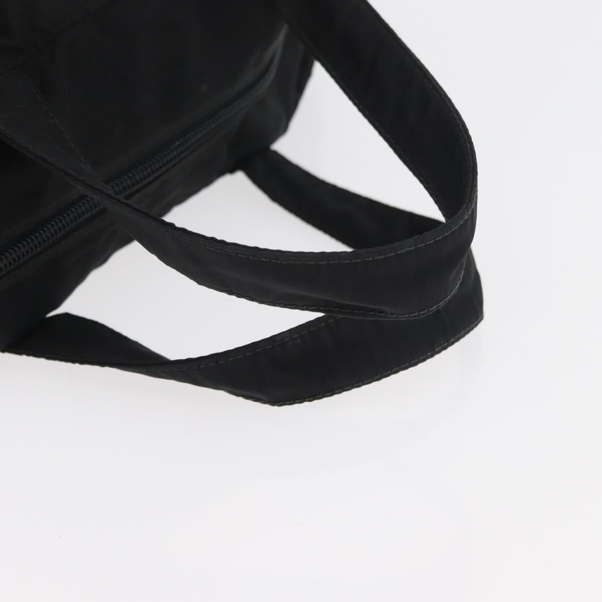 PRADA Hand Bag Nylon Black Silver Auth bs35154